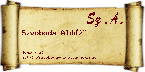 Szvoboda Aldó névjegykártya